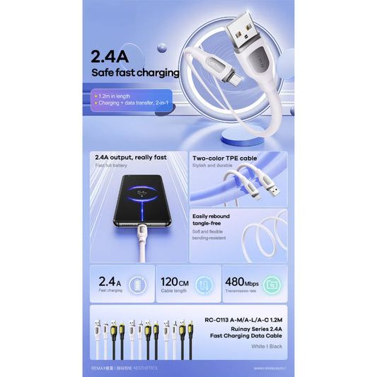 Remax RC-C113 3A USB to Micro Cable
