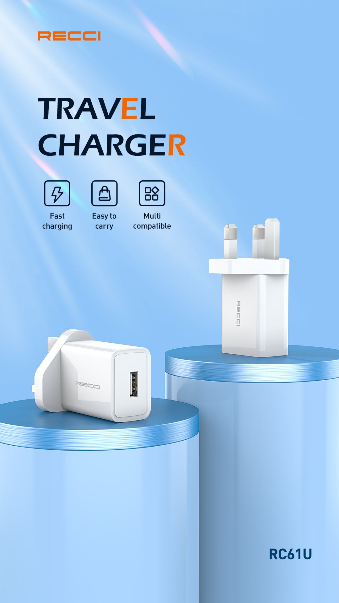 Recci RC61U Smart USB Charger 2.4A