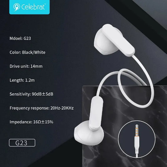 Celebrat G23 Stereo Wired Earphones with 3.5mm Plug and Microphone