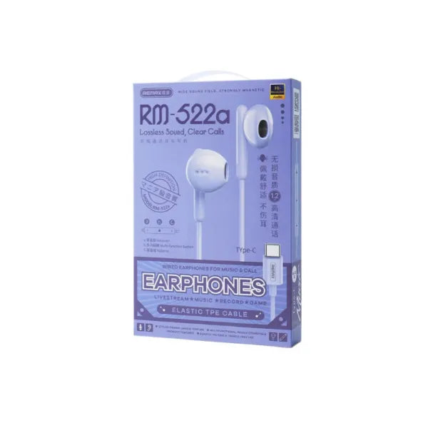Remax RM-522A Type-C Wired Earphones with HD Sound