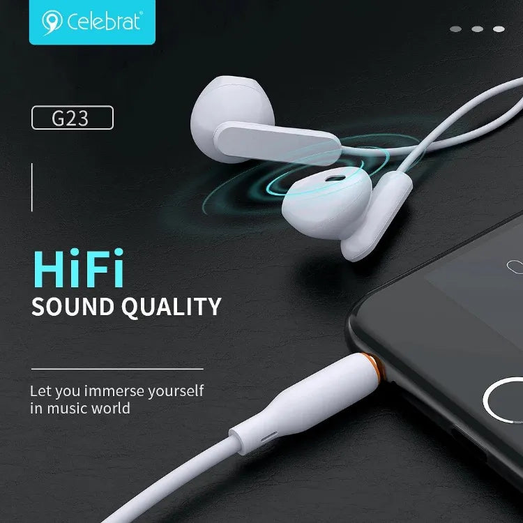 Celebrat G23 Stereo Wired Earphones with 3.5mm Plug and Microphone