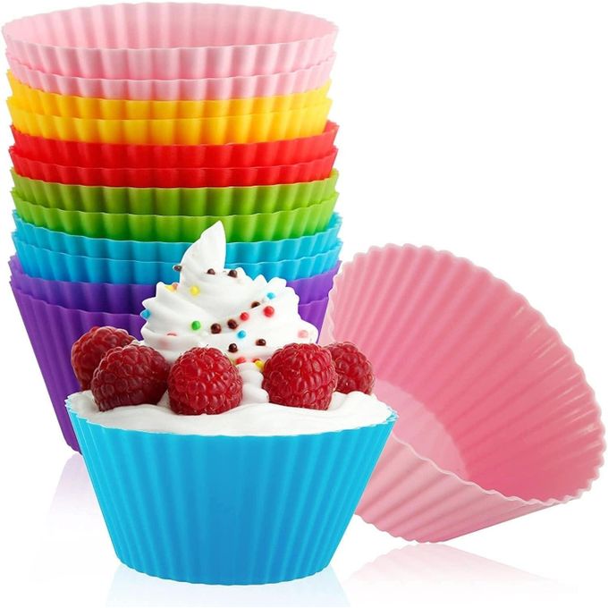 12 Piece Multicolor Silicone Cupcake Molds, Oven & Air Fryer Friendly