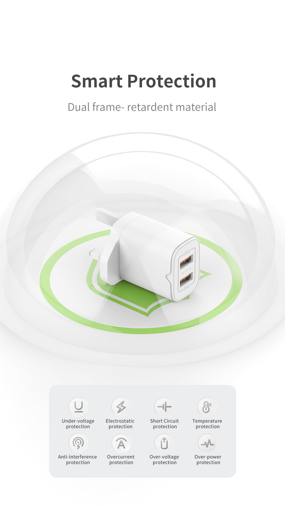 RECCI RC53U Dual USB Port Travel Charger