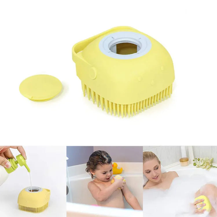 Silicone Body Bath Brush with Built-In Shampoo Dispenser for All, Deep Clean & Gentle Massage
