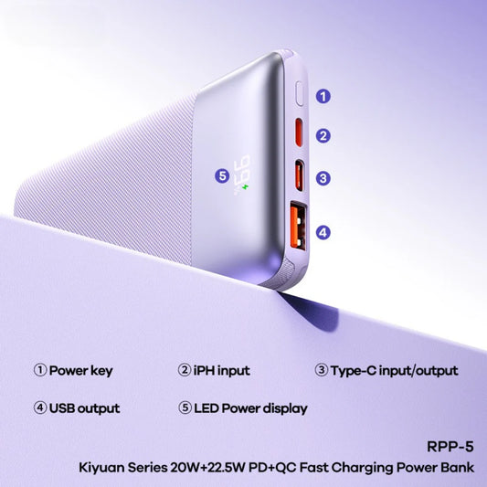 Remax RPP-5 Kiyuan Edition 10000mAh Power Bank, 22.5W Fast Charging