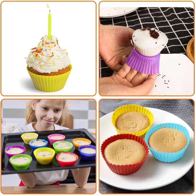 12 Piece Multicolor Silicone Cupcake Molds, Oven & Air Fryer Friendly