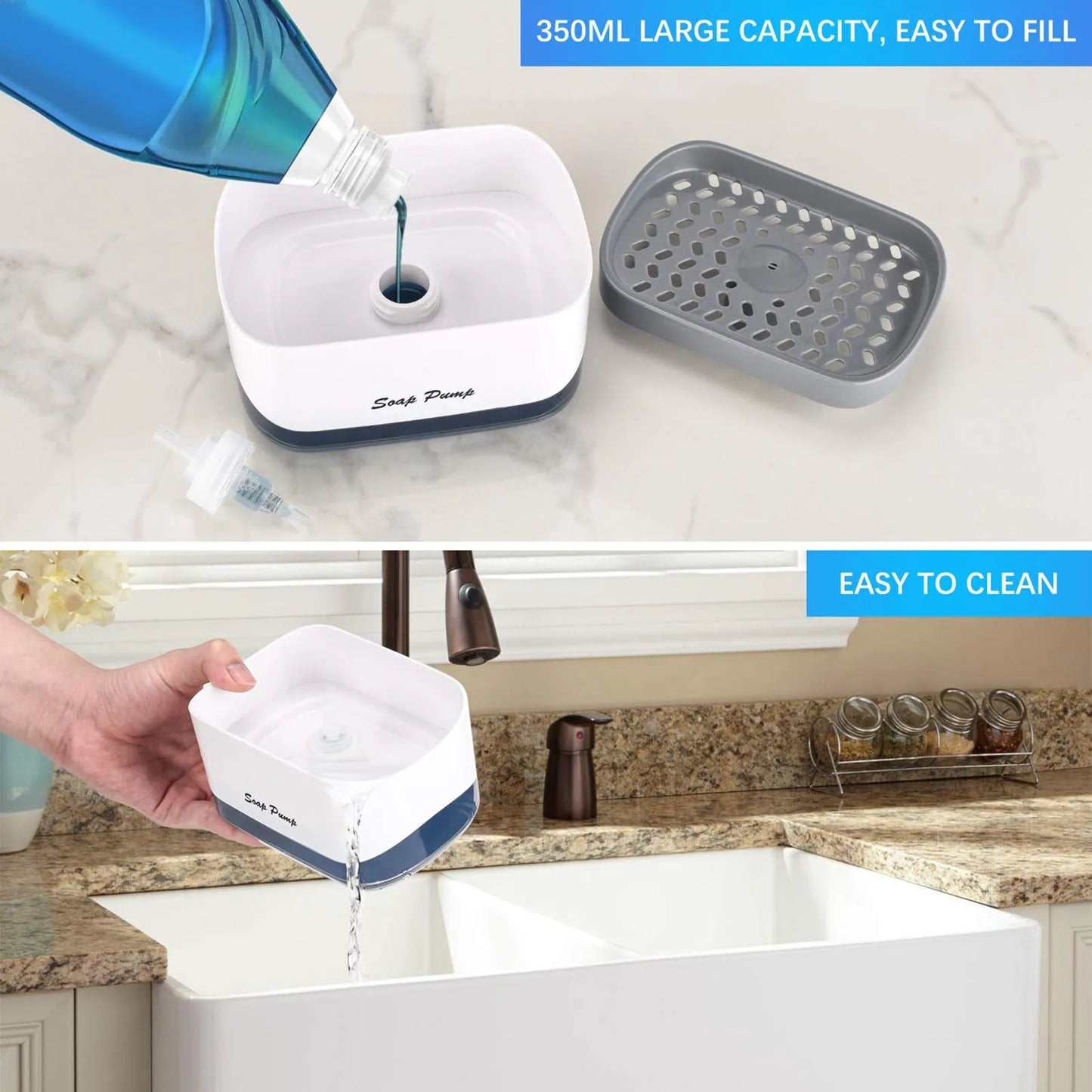 Soap Pump & Sponge Caddy, Sink Organizer