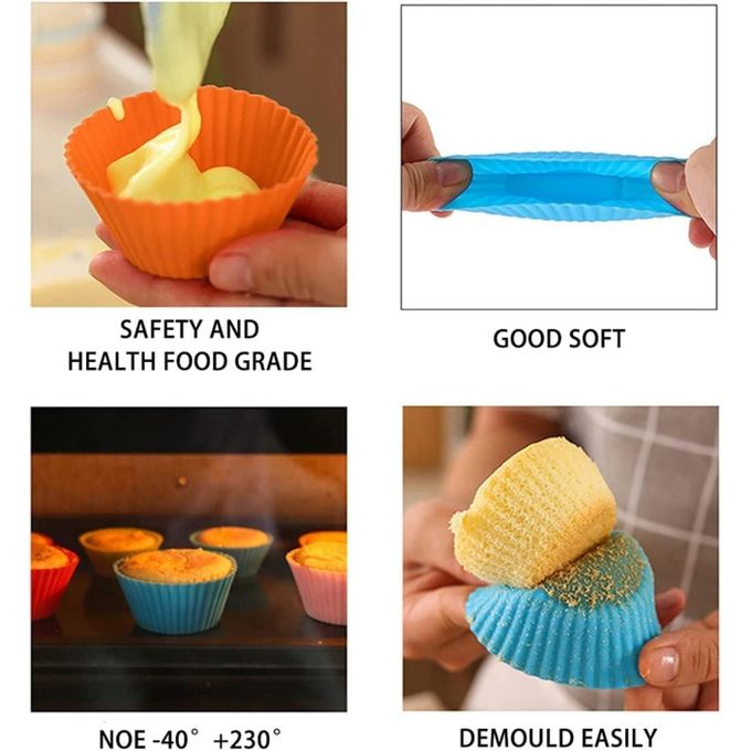 12 Piece Multicolor Silicone Cupcake Molds, Oven & Air Fryer Friendly