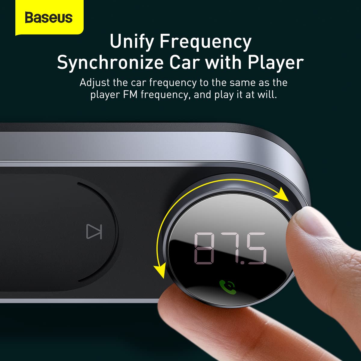 Baseus Solar Car Wireless MP3 Player, Bluetooth + FM + Solar Charging
