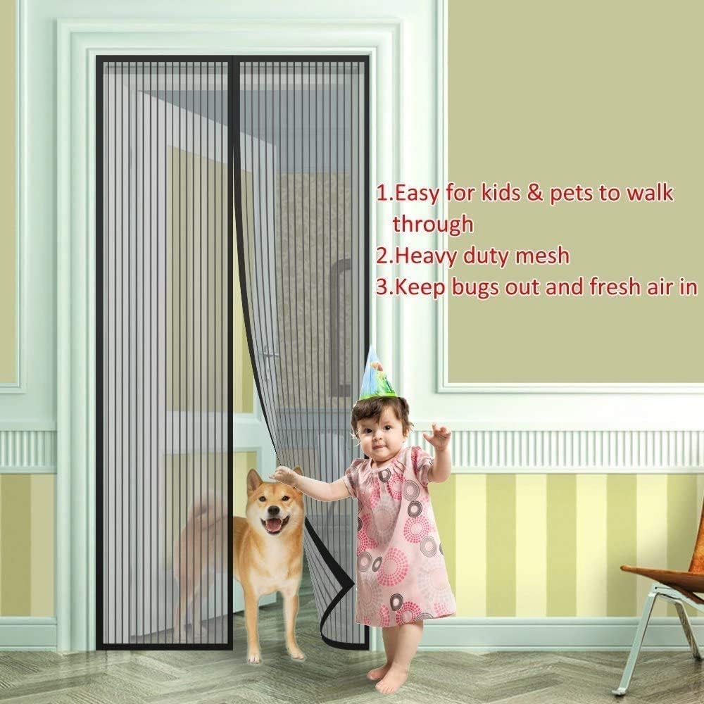 Magnetic Fly Screen Door, Heavy-Duty, Anti Mosquito Mesh, No Gap,Super Quiet, No Drilling, Washable Mesh, 100*210cm