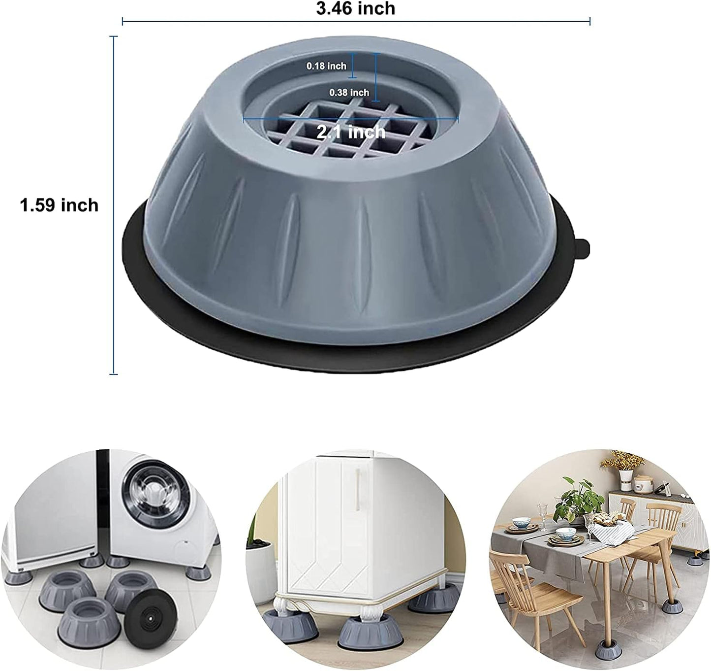 Anti Vibration 4 piece Pads for Washing Machine Shock and Noise Cancellation