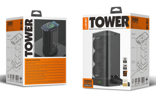 LDNIO SKW6457 Power Extension Tower, Charge Smarter, Live Organized