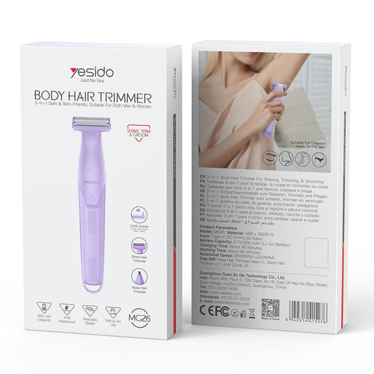 Yesido MG26 3‑in‑1 IPX6 Waterproof Body Hair Trimmer