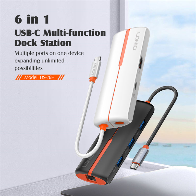 LDNIO DS-26H USB Type-C 6 in 1 Hub Adapter