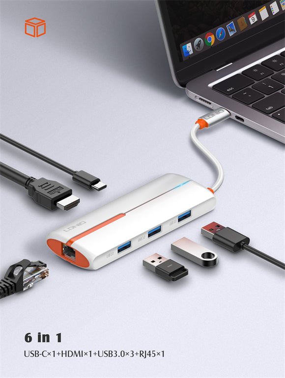LDNIO DS-26H USB Type-C 6 in 1 Hub Adapter