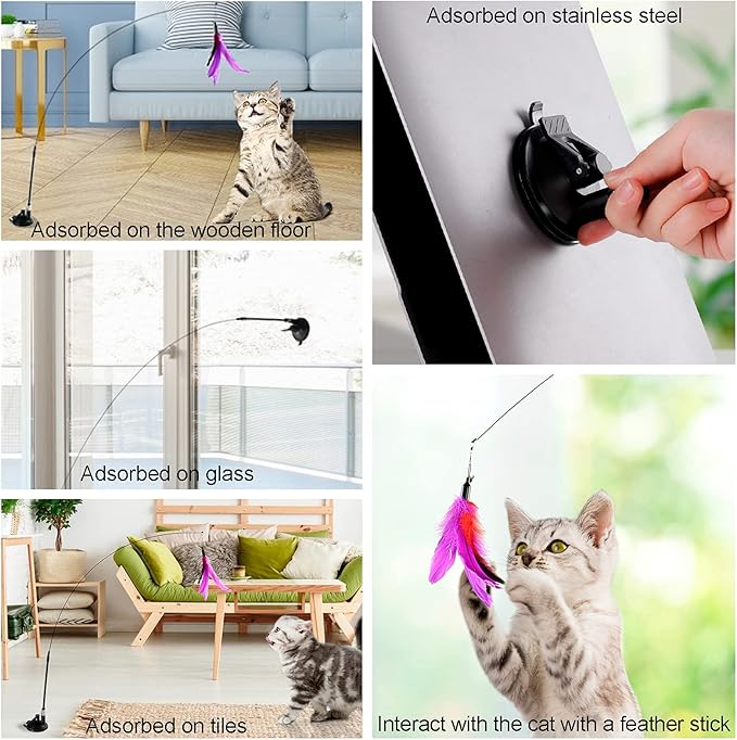 Cat Feather Toy with Suction Base