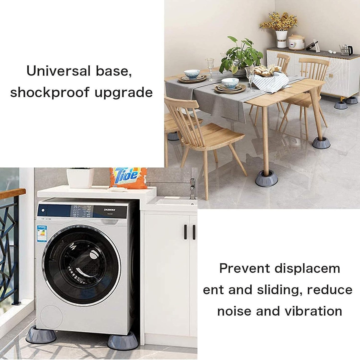 Anti Vibration 4 piece Pads for Washing Machine Shock and Noise Cancellation