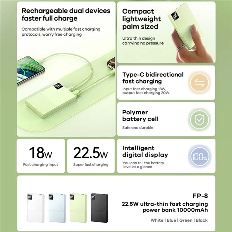 Remax FP-8 22.5W 10000mAh Ultra Thin Power Bank