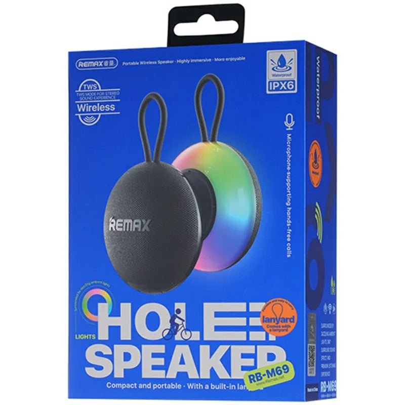 Remax RB-M69 RGB Bluetooth Speaker-Blue ,Travel Friendly, Compact, Powerful, Stylish
