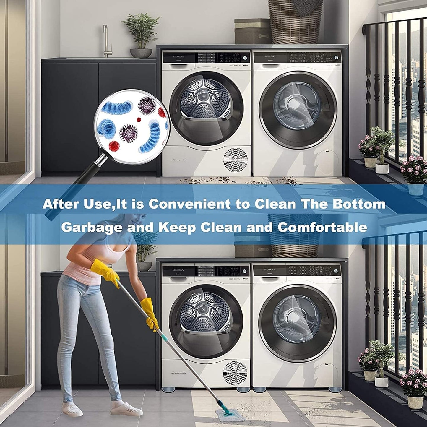 Anti Vibration 4 piece Pads for Washing Machine Shock and Noise Cancellation