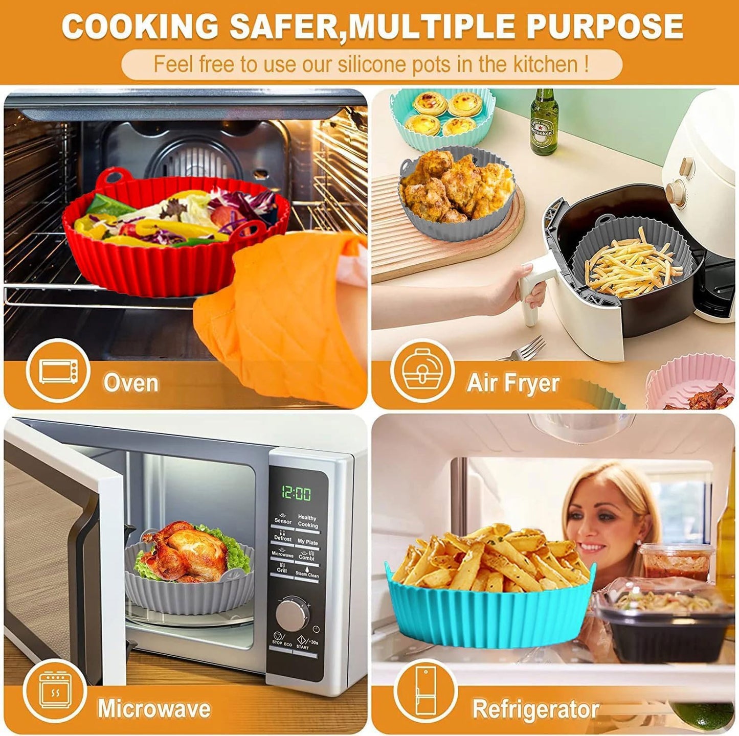 Air Fryer Silicone Floppy Disk, Non-Stick, Reusable and Heat-Resistant