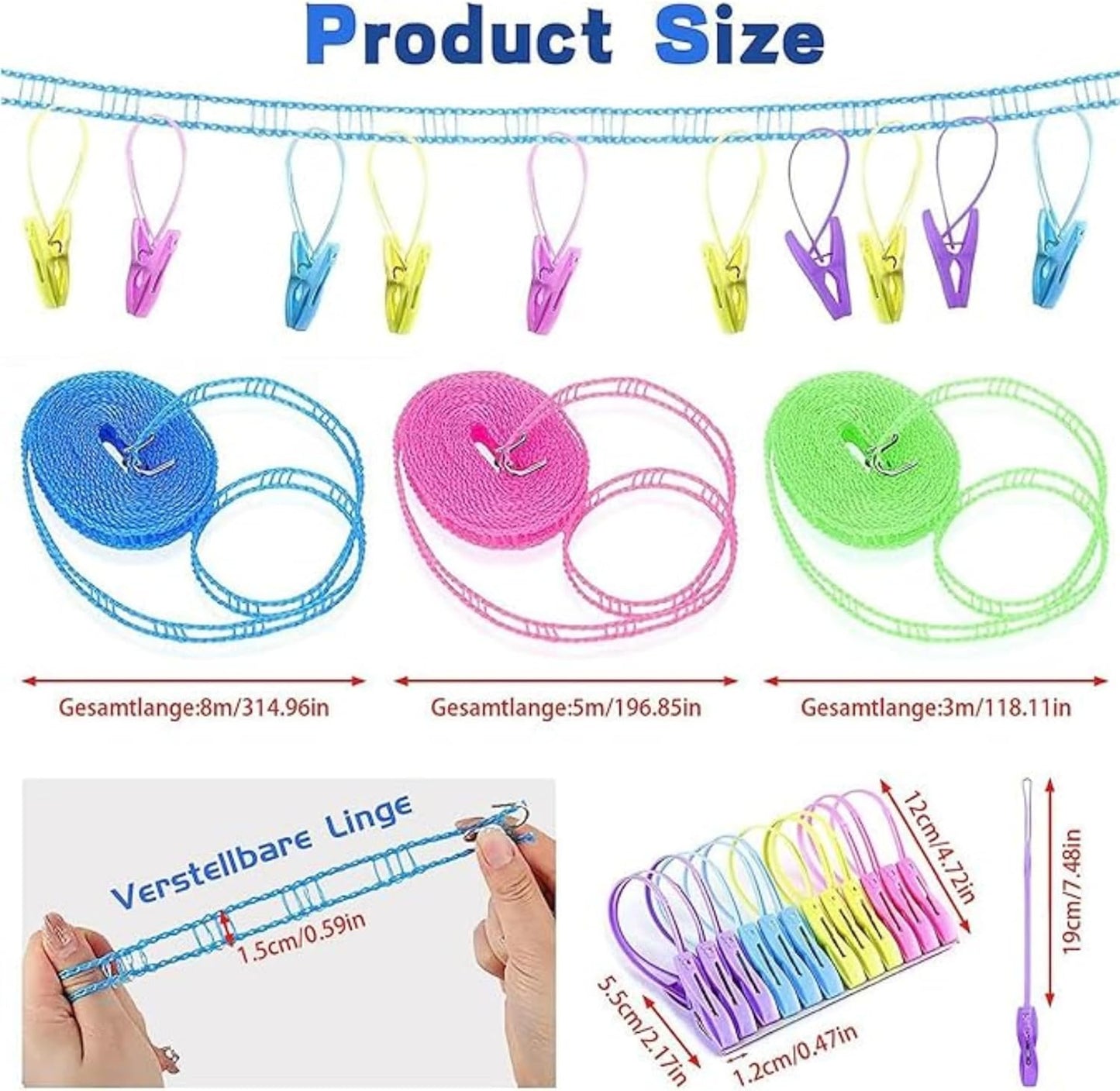 Qiaoxifu Non-slip, Windproof, Nylon Clothesline β 8 Meter