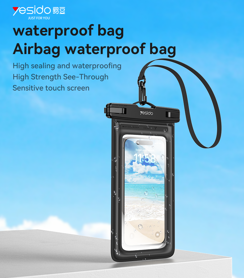 Yesido WB49 Waterproof Phone Bag, Touchscreen Safe, One-Touch Lock, 30M Protection