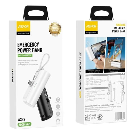 Aspor A332 5000mAh Type-C Connecter Power Bank