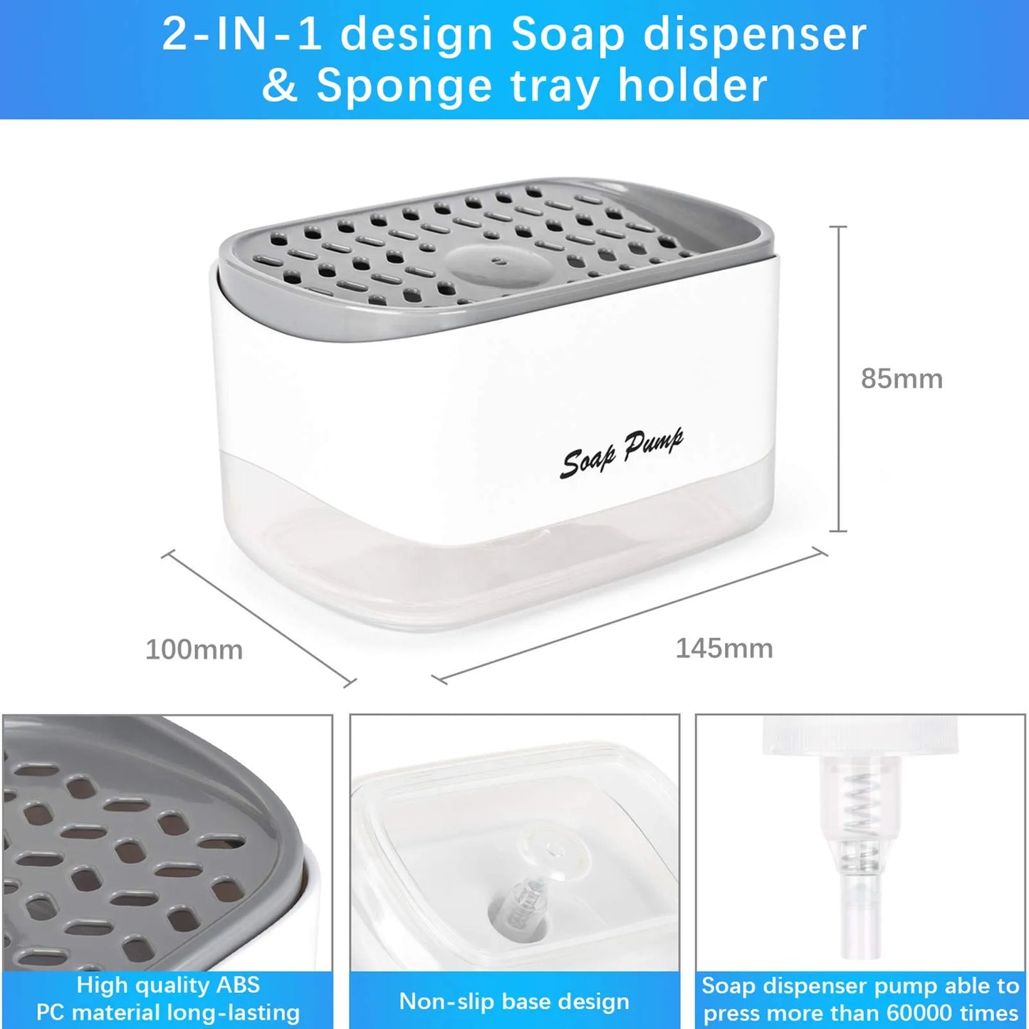 Soap Pump & Sponge Caddy, Sink Organizer