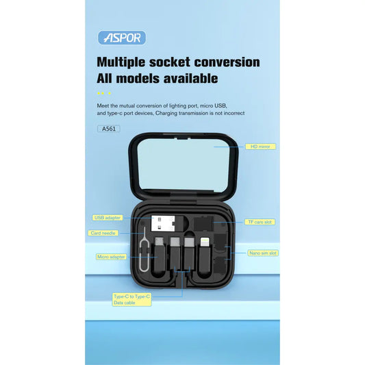 ASPOR A561 60W Multi Functional Data Cable Travel Box