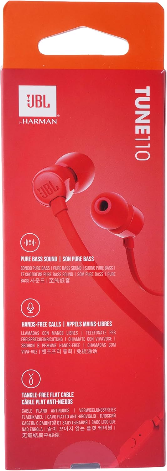 JBL TUNE 110 3.5mm Wired Earphone - Red