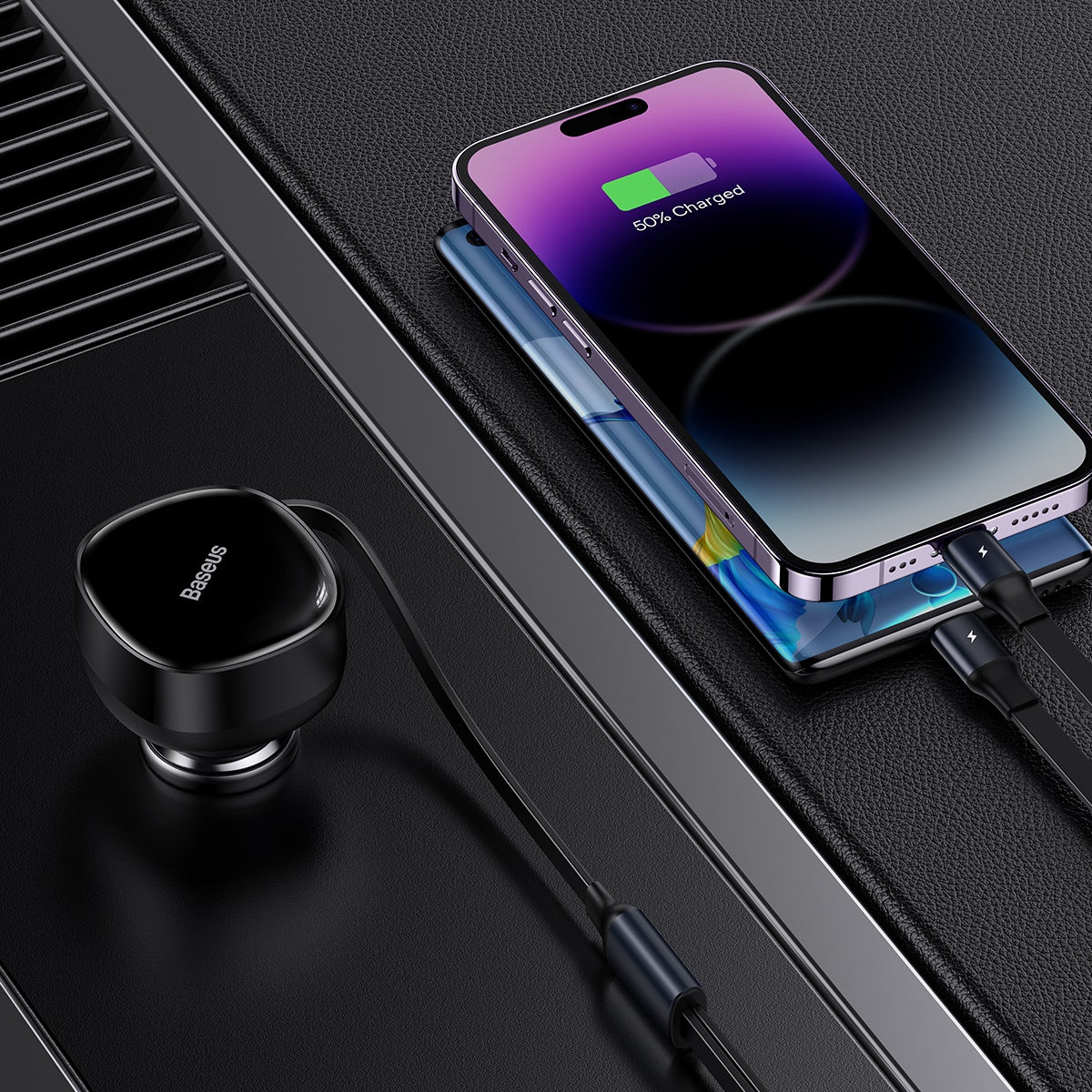 Baseus Enjoyment Retractable 2-in-1 Car Charger, C+L 30W
