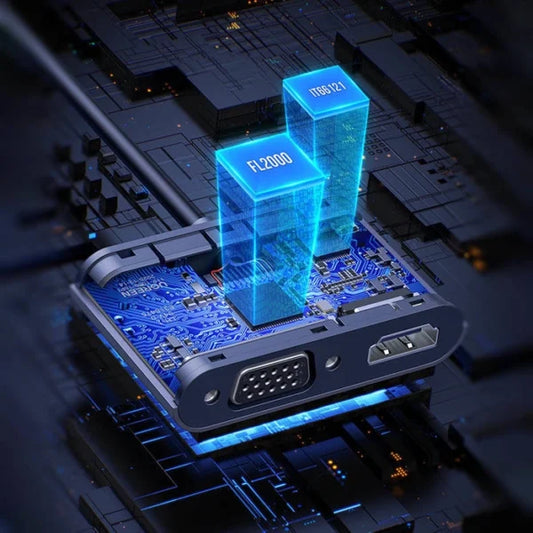 Computer motherboard with a glowing blue component on a dark background