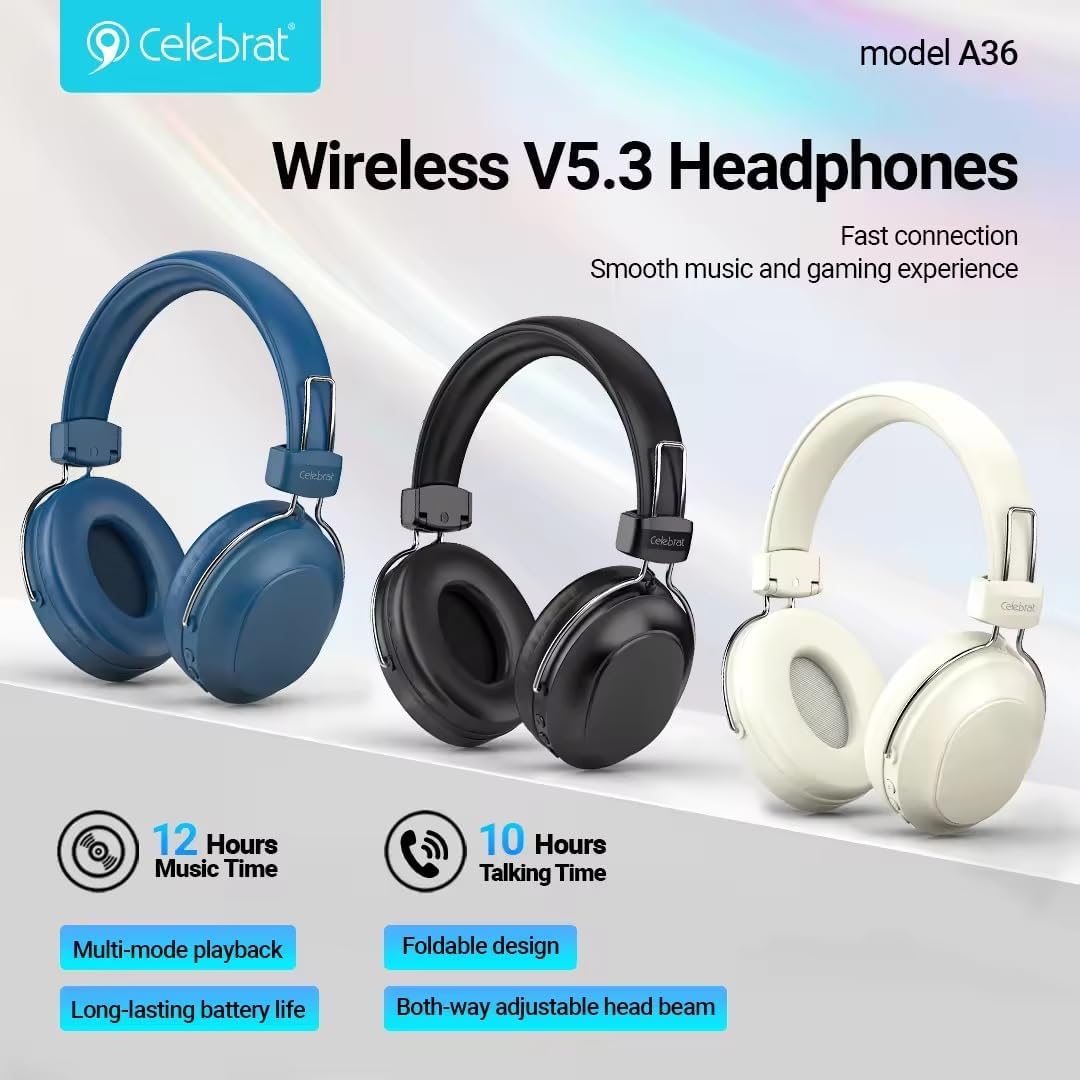 Celebrat A36 Foldable Wireless Bluetooth Headphone