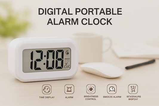 Digital Minature Alarm Clock. Sleek, Smart & Travel Ready