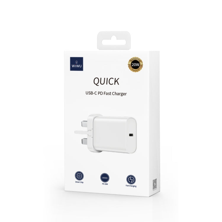 WIWU WI-U001 Type-C 20W PD UK 3 Pin Fast Charger