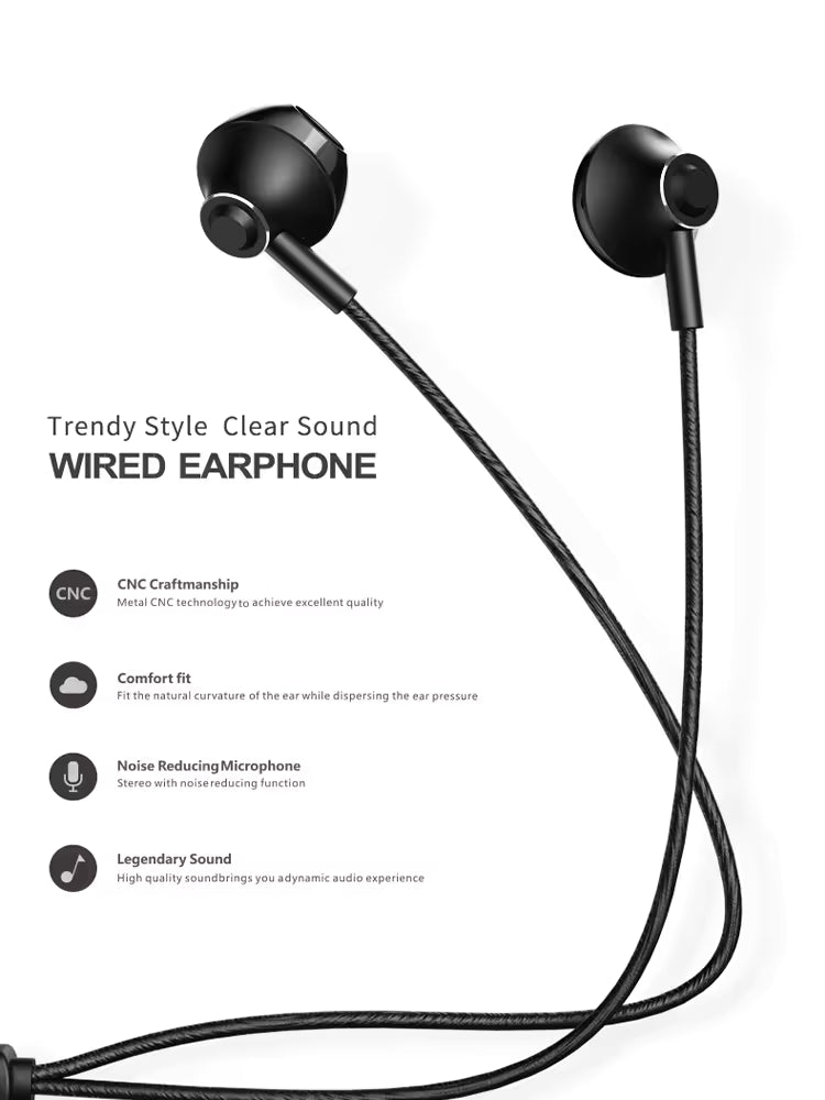 Remax RM711 Stereo Wired Earphones with 3.5mm Plug and Microphone