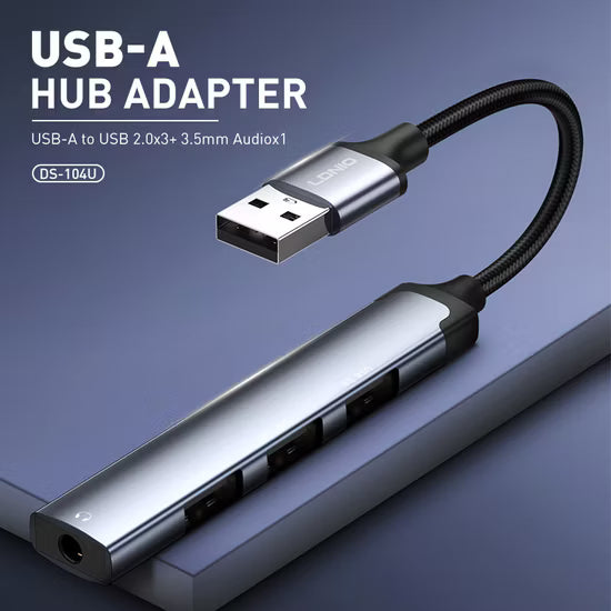 LDNIO DS-104U 3 USB Ports with Audio Data Transmission Hub Adapter