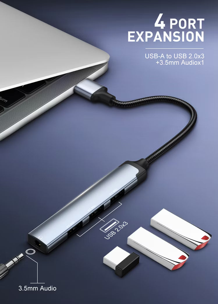 LDNIO DS-104U 3 USB Ports with Audio Data Transmission Hub Adapter