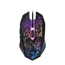 Gaming mouse with colorful LED lighting on a white background