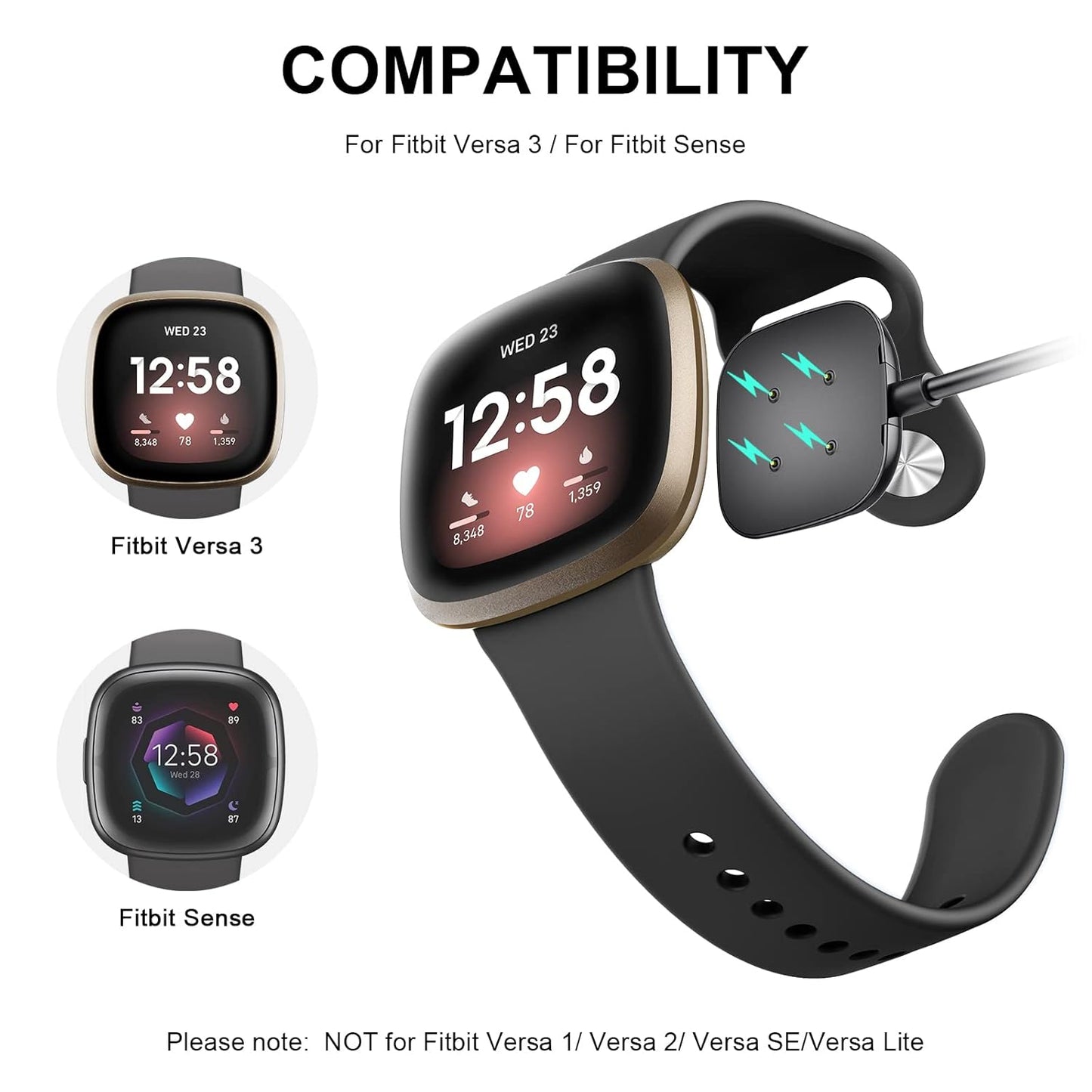 Nulca Charger for Fitbit Versa 4 - 1 Meter