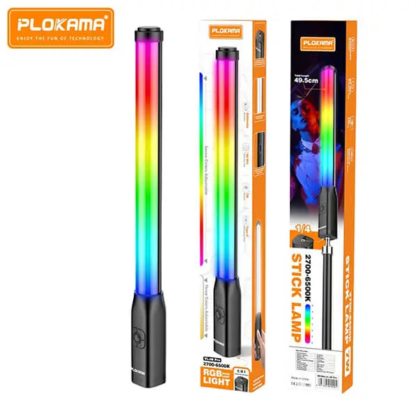Plokama VL-06 Pro RGB Light Stick with Full RGB Spectrum. Adjustable White Light. Portable Power