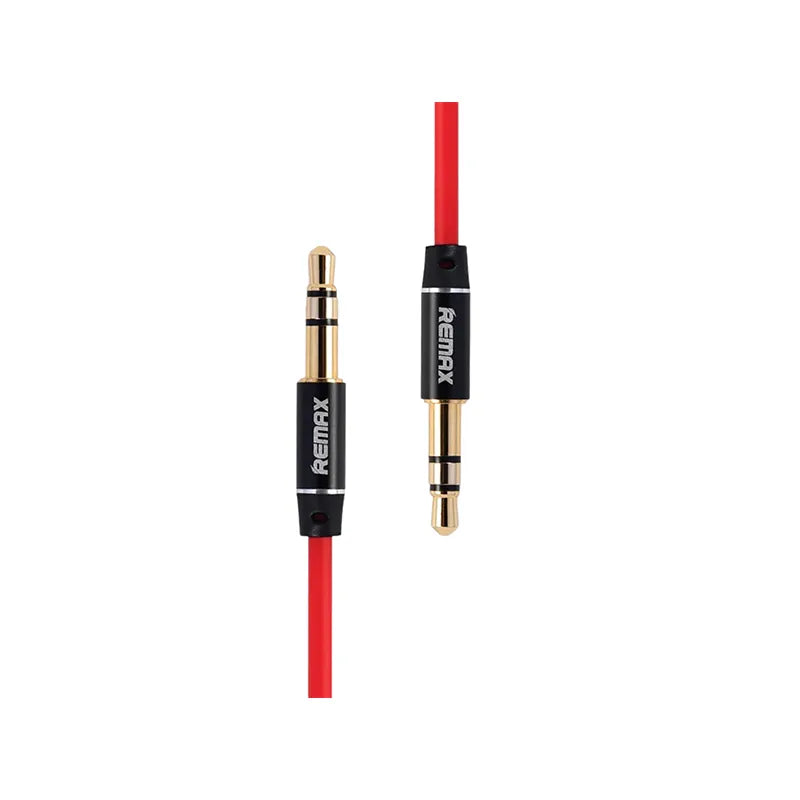 Remax RL-L200 3.5mm AUX Audio Cable, Red, Braided, Gold-Plated, Stereo Sound - 2 Meter