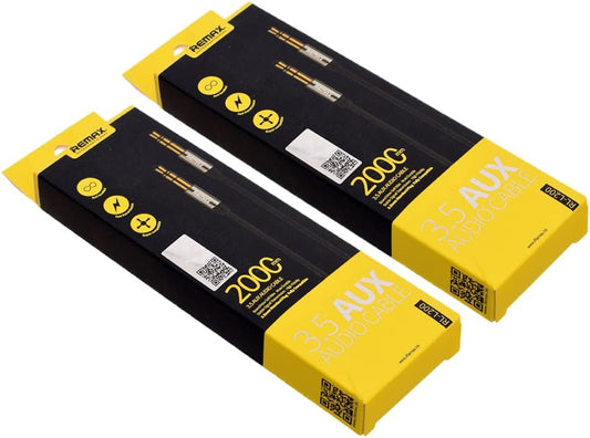 Remax RL-L200 3.5mm AUX Audio Cable, Red, Braided, Gold-Plated, Stereo Sound - 2 Meter