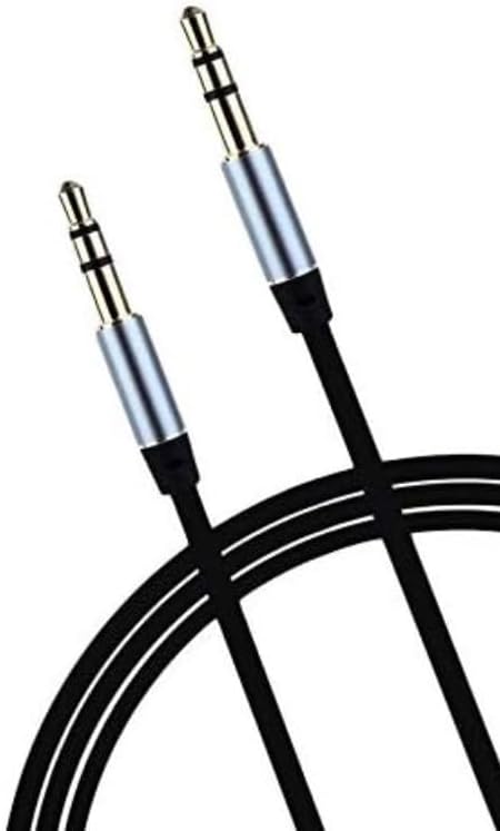 Remax RL-L100 3.5mm AUX Audio Cable, Black, Braided, Gold-Plated, Stereo Sound - 1 Meter
