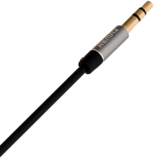 Remax RL-L100 3.5mm AUX Audio Cable, Black, Braided, Gold-Plated, Stereo Sound - 1 Meter