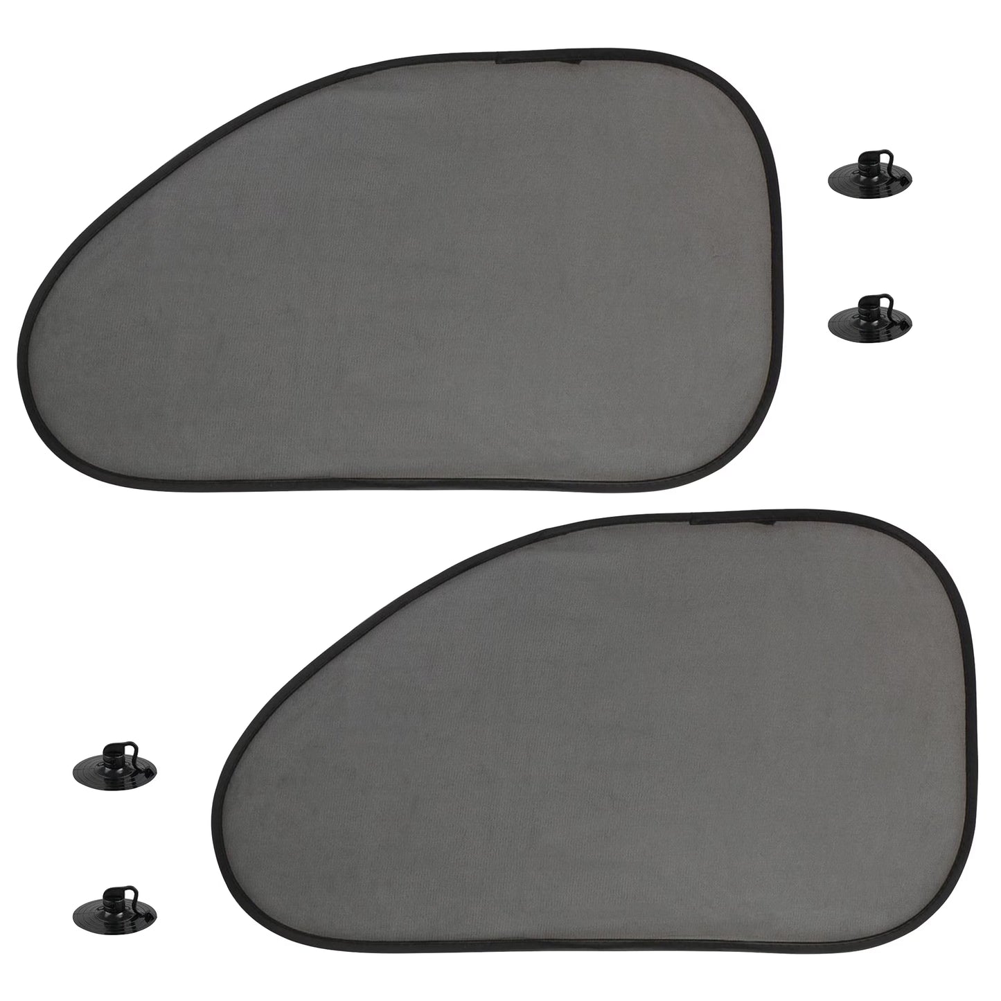 Two car window sunshades with suction cups on a white background