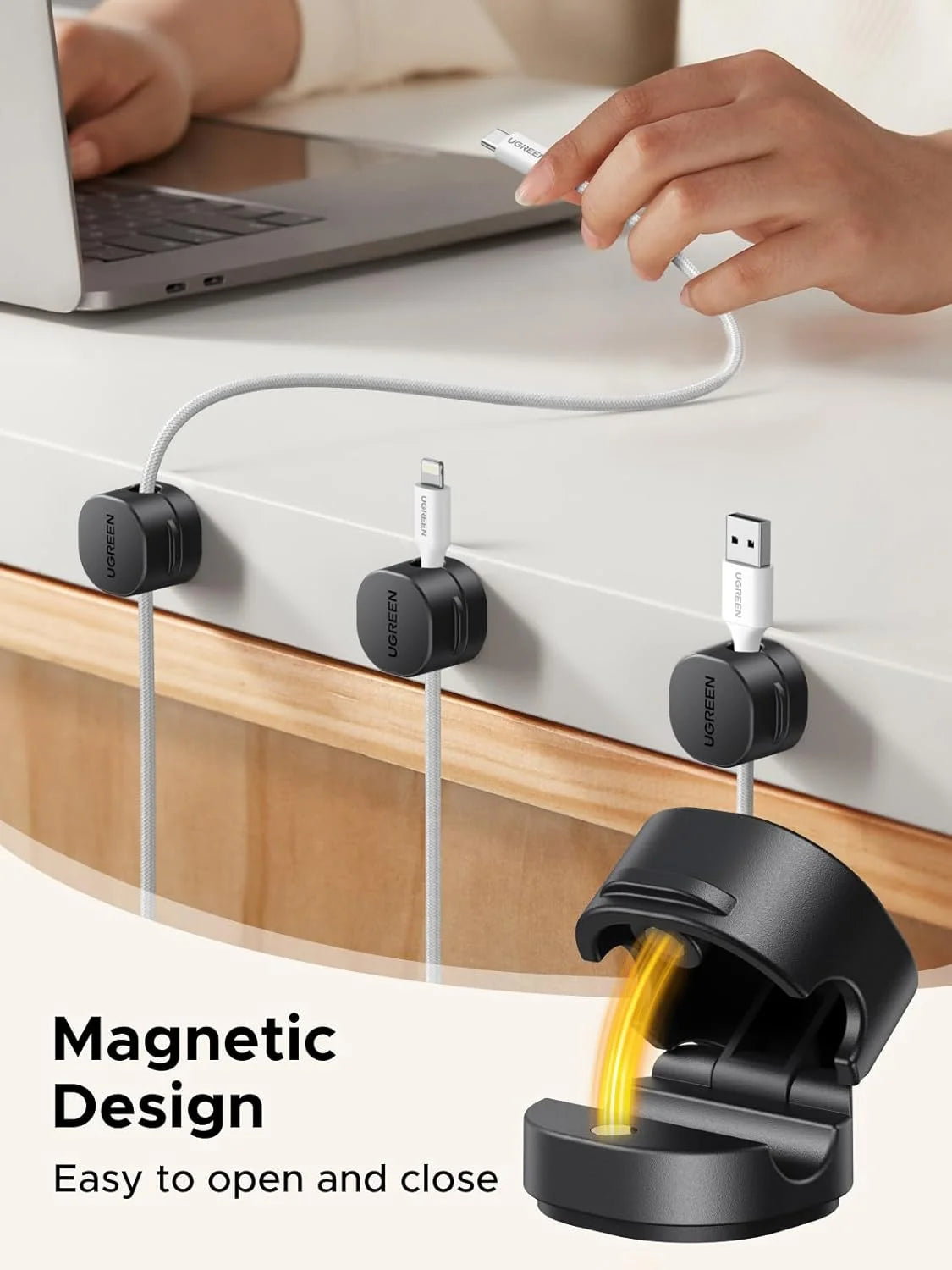 UGREEN 45797 Magnetic Cable and Table Organizer - 3 Pieces