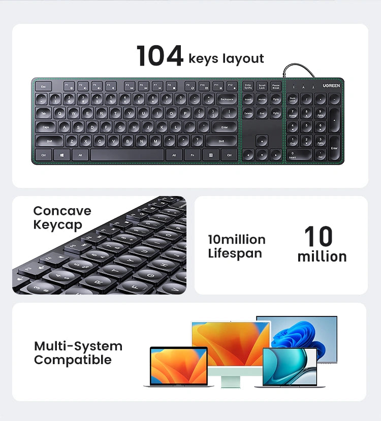 Ugreen KU004 90875 USB Wired Keyboard