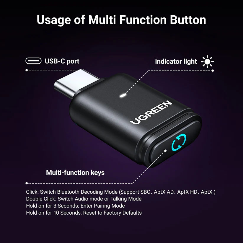 UGREEN 45008 Bluetooth Transmitter Audio Adapter